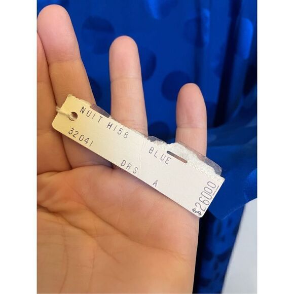 NWT Vintage Retro Albert Nipon blue polka dot silk MIDI Dress size 4 - Picture 5 of 16